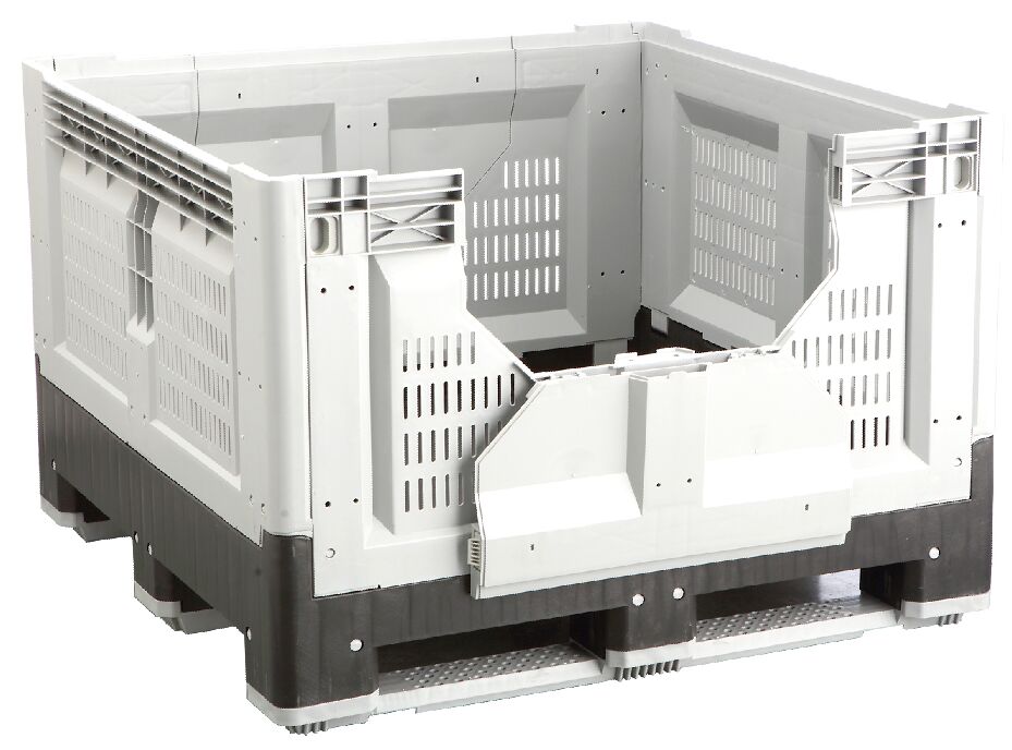 New Pallet Crates | Folding Vented Pallet Boxes | Heavy-Duty 750 L HDPE (PCFV412)