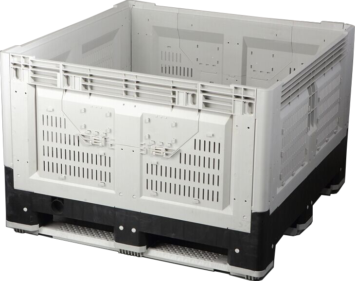 New Pallet Crates | Folding Vented Pallet Boxes | Heavy-Duty 750 L HDPE (PCFV412)